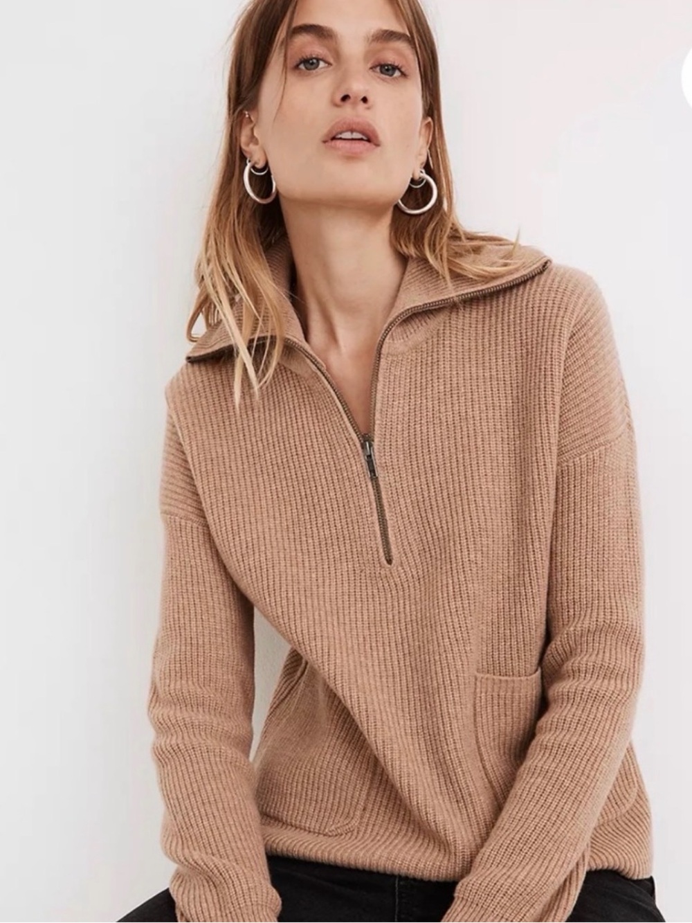 Madewell Glenbrook Half-Zip Pullover Sweater 100% Cotton